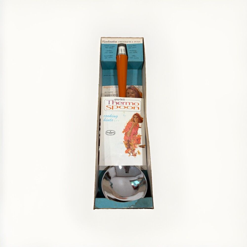 VTG Gaydell Thermo Spoon Thermometer Serving Ladle Model 305 Orange 1965 MCM